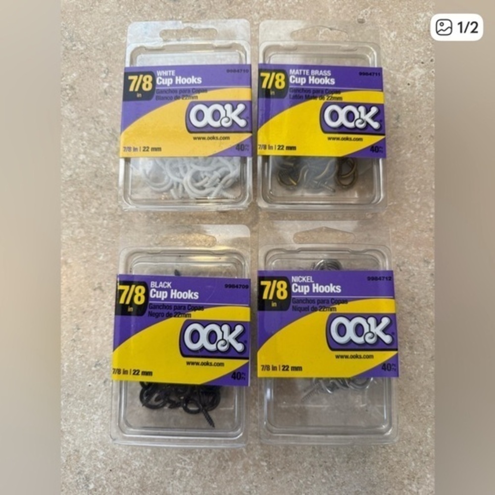 🫶🏻 Cup Hooks White, Black, Brass & Nickel (Wind Chimes/Sun Catchers)